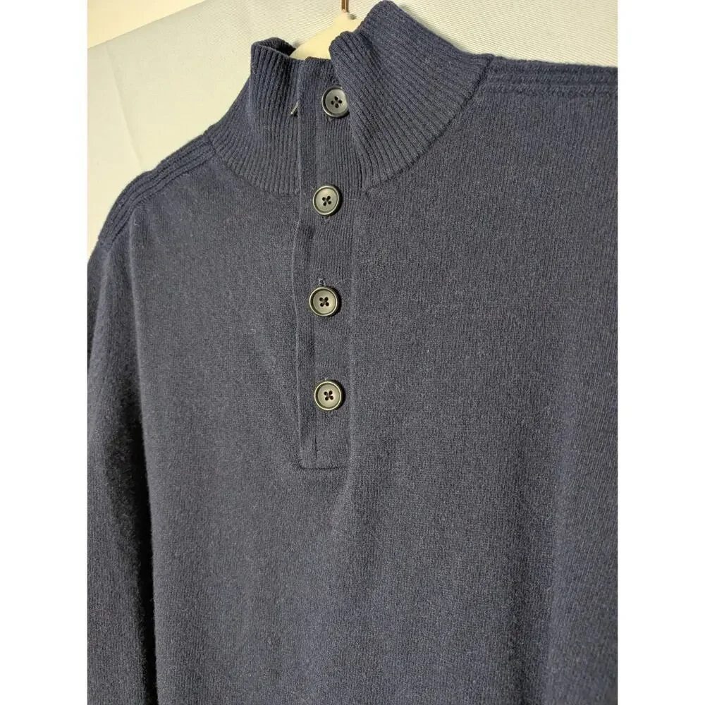 Banana Republic Merino Wool Navy Men's Ribbed Sweater Lightweight L (644)
